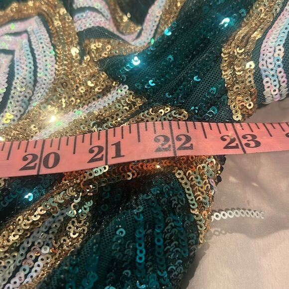 Lux plus size plunging V low neckline prom formal formal evening sequin dress - Picture 10 of 11